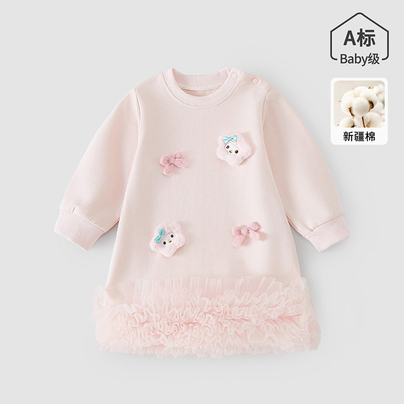 宝宝连衣裙婴儿春秋款A类可爱甜美裙子秋季衣服长袖肩扣女童裙子