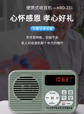 汉荣达HRD231 便携式FM收音机立体声插卡蓝牙音箱应急照明灯