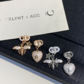 耳钉耳饰女款 s925银针两戴款 满钻CD字母小蜜蜂爱心吊坠AB款