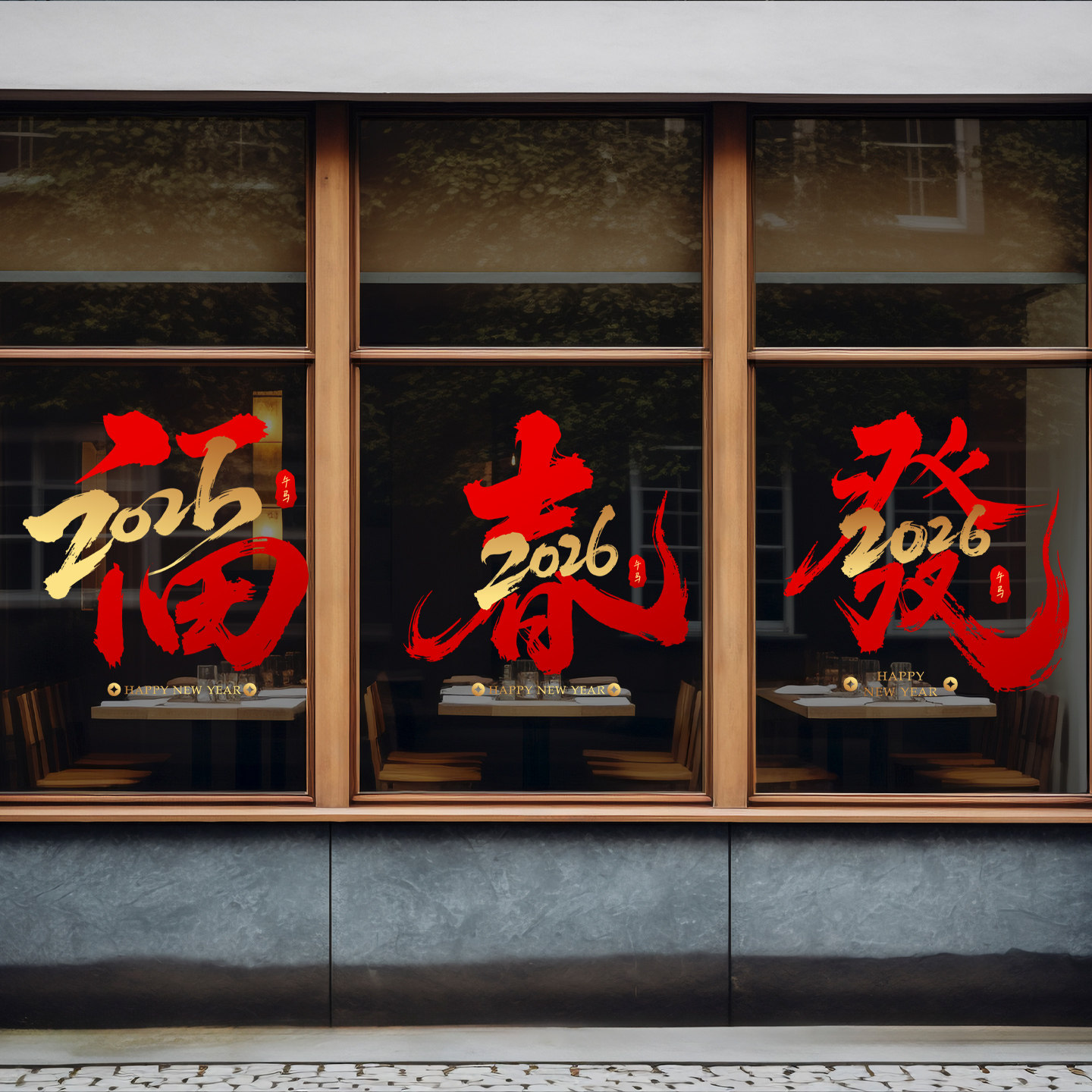 新年福字装饰玻璃门橱窗静电贴膜