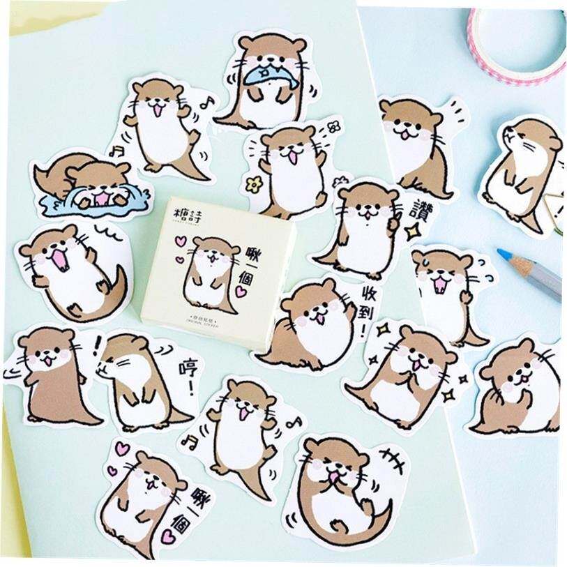 Mohamm Cute Animal Otter Masking Stickers Scrapbooking Diary