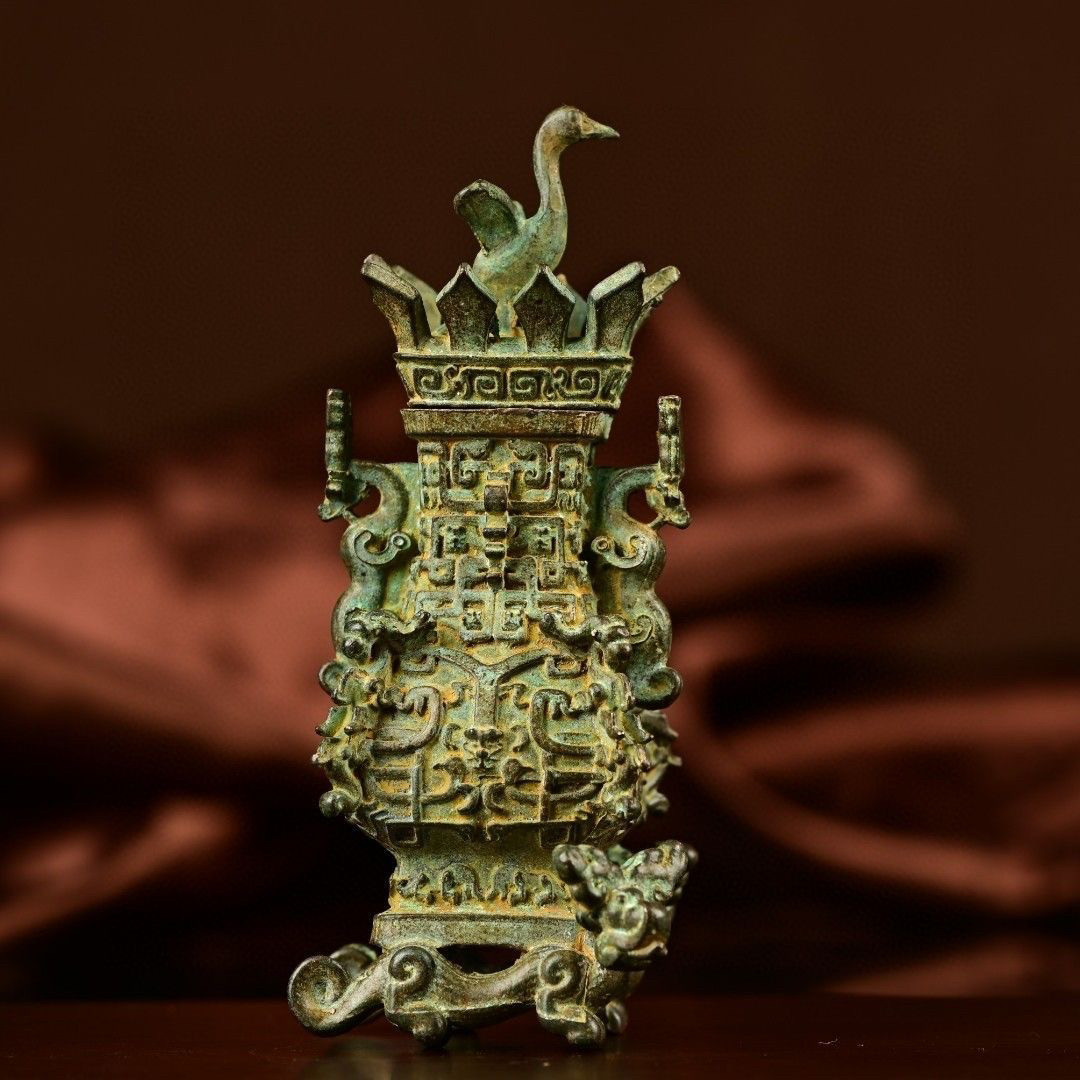 仿古春秋战汉莲鹤方壶古朴典雅办公室客厅装饰品摆件老货古玩收藏