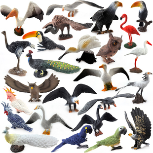 新款仿真动物模型玩具老鹰火烈鸟鹦鹉飞禽大象狮子狼猩猩狐狸摆件