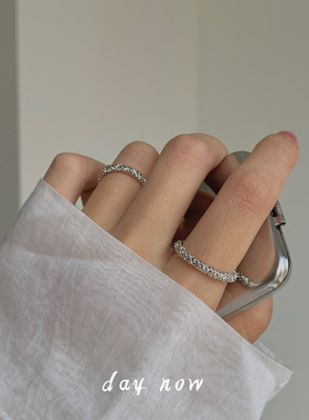 DAY NOW素圈戒指高级感冷淡风指环可调节金色开口戒小众设计银色