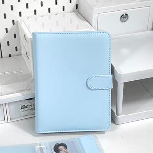 高颜值四宫格a5皮质卡册活页pu蓝少女心小卡收藏磁扣相册
