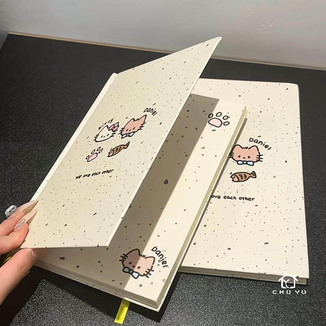 泼墨kt猫硬壳学习笔记本加厚横线本学生可爱日记本高颜值记事本子
