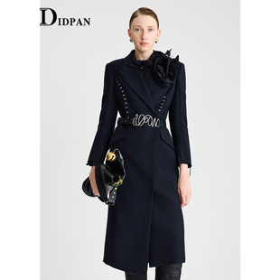 时尚 IDPAN西装 新款 连衣裙冬季 商务通勤艺术胸花设计羊毛裙 式
