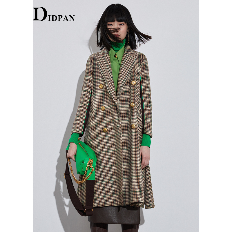 IDPAN经典格纹长大衣外套