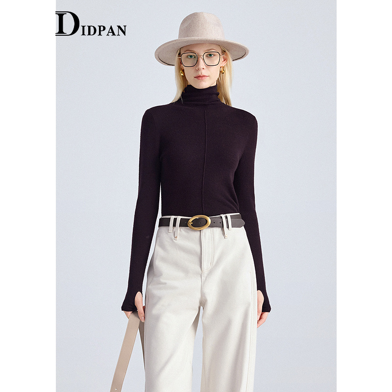 IDPAN裹身舒适纯羊毛针织衫柔软百搭高领毛衫内搭2025冬季新款