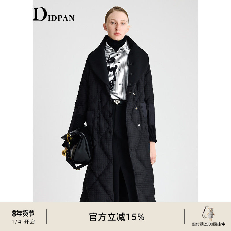 IDPAN长款羽绒服冬季新款高端奢华大牌设计感百搭黑色外套女,女装/女士精品,羽绒服,淘宝优惠券,粉丝福利购,淘宝优惠卷