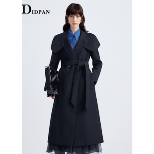 型长款 IDPAN女装 高级感海军设计领H版 新款 大衣毛呢外套女 冬季