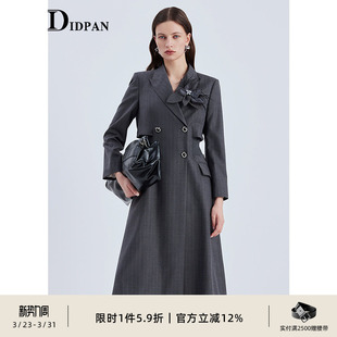 外套女春季 领通勤薄款 新款 显瘦收腰西装 大衣 修身 IDPAN羊毛长款