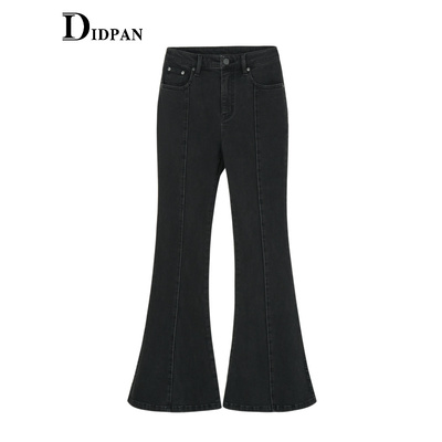 【大乐严选】IDPAN牛仔裤冬季复古摩登微喇裤女