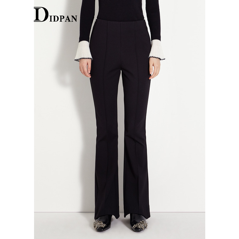 IDPAN通勤设计感高腰微喇裤