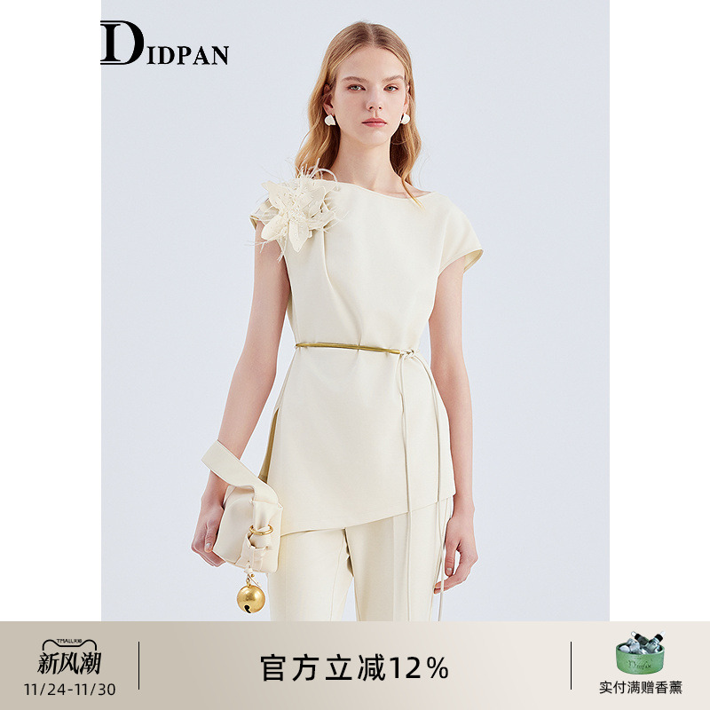 IDPAN不规则设计感上衣2025夏季新款薄款轻奢高级感小众短袖T恤女