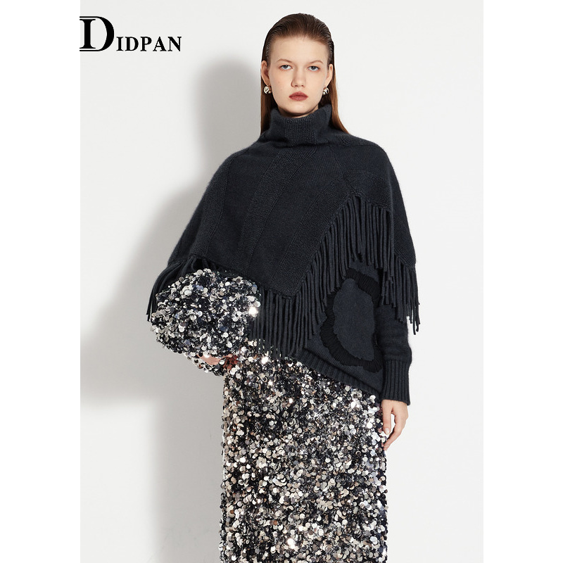 IDPAN套头毛衫冬季新款气质通勤设计感时髦个性长袖针织衫女