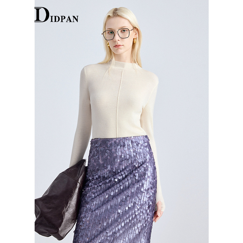 IDPAN衣橱常备半高领打底针织衫简约百搭修身羊毛衫2025冬季新款