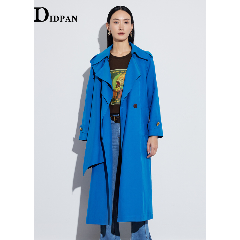 IDPAN女装长风衣秋季新款时尚都市通勤气质垂感百搭风衣外套
