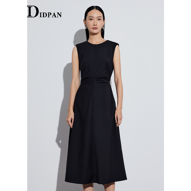 IDPAN背心裙夏季新款时髦两穿式无袖连衣裙气质百搭小黑裙女