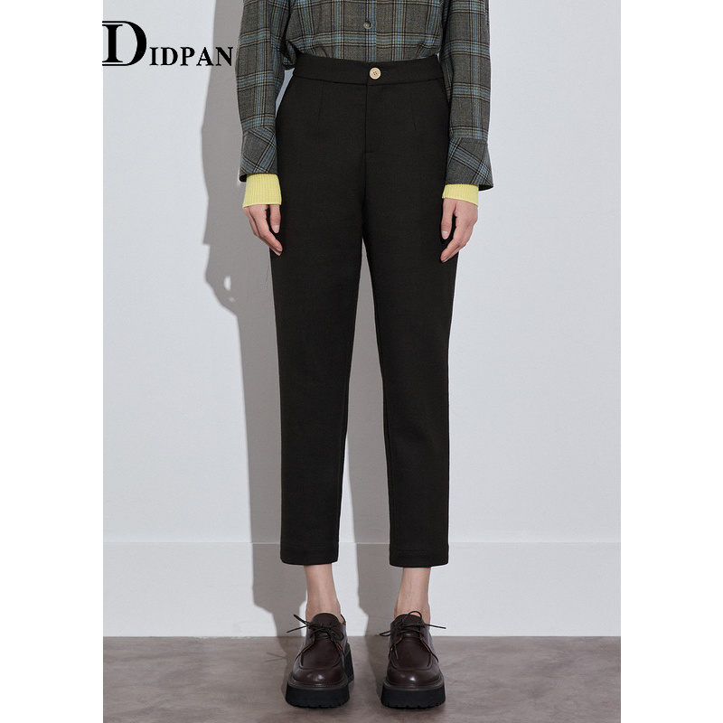 IDPAN九分裤冬季新款时尚职场通勤精致干练高腰羊毛极简西装裤女