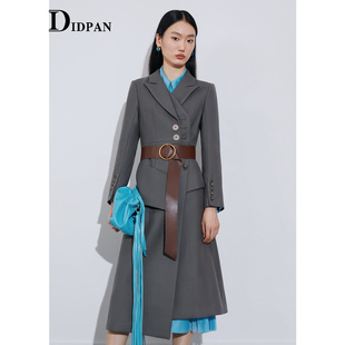 职场气质设计感H版 IDPAN女装 新款 冬季 型视觉假两件长外套 商场同款