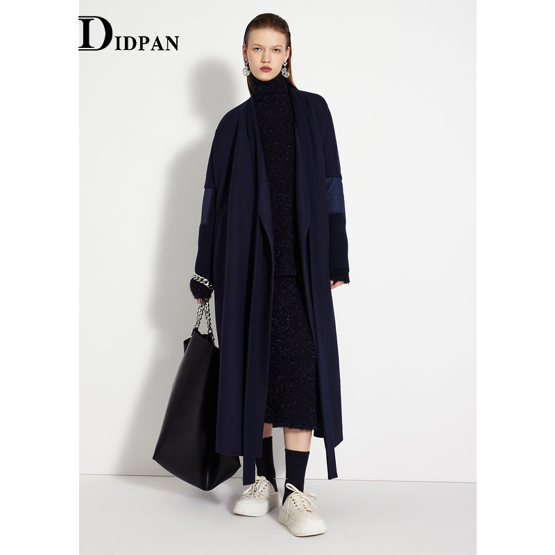 IDPAN女装长款大衣冬季新款时髦都市通勤松弛感直筒毛呢外套