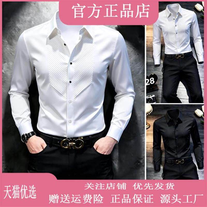 Amphelisia2026白色长袖衬衫男款秋季轻奢高级感宴会休闲男士衬衣图片