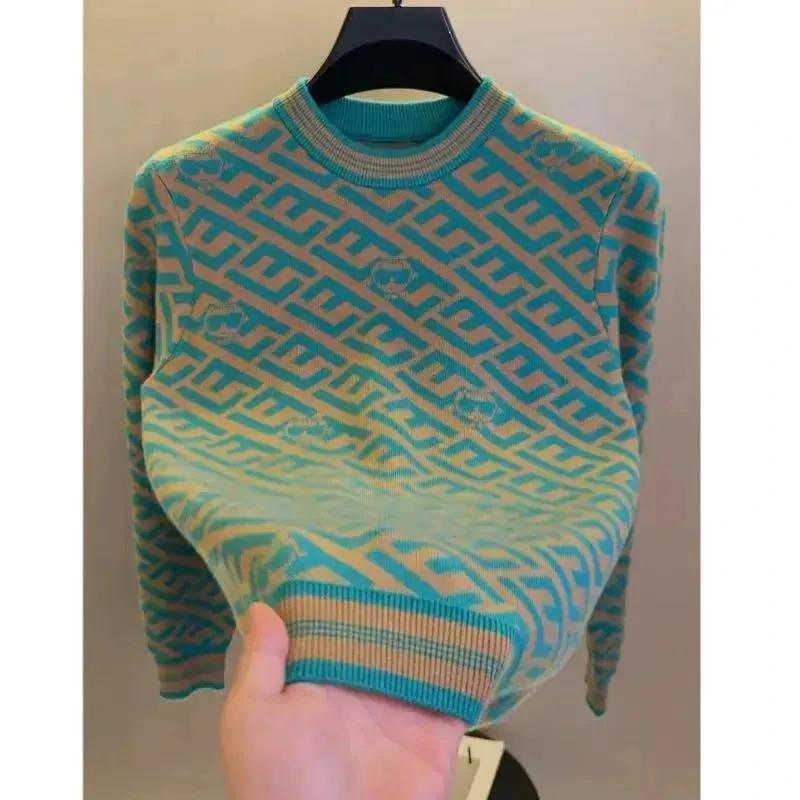 舵主衣仓I圆领提花针织衫毛衣男士秋h冬季轻奢时尚保暖休闲上衣男