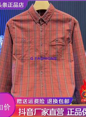 凯登鹿轻奢时尚格子衬衫男士春季纯棉高级设计感格纹年百搭村衬衣