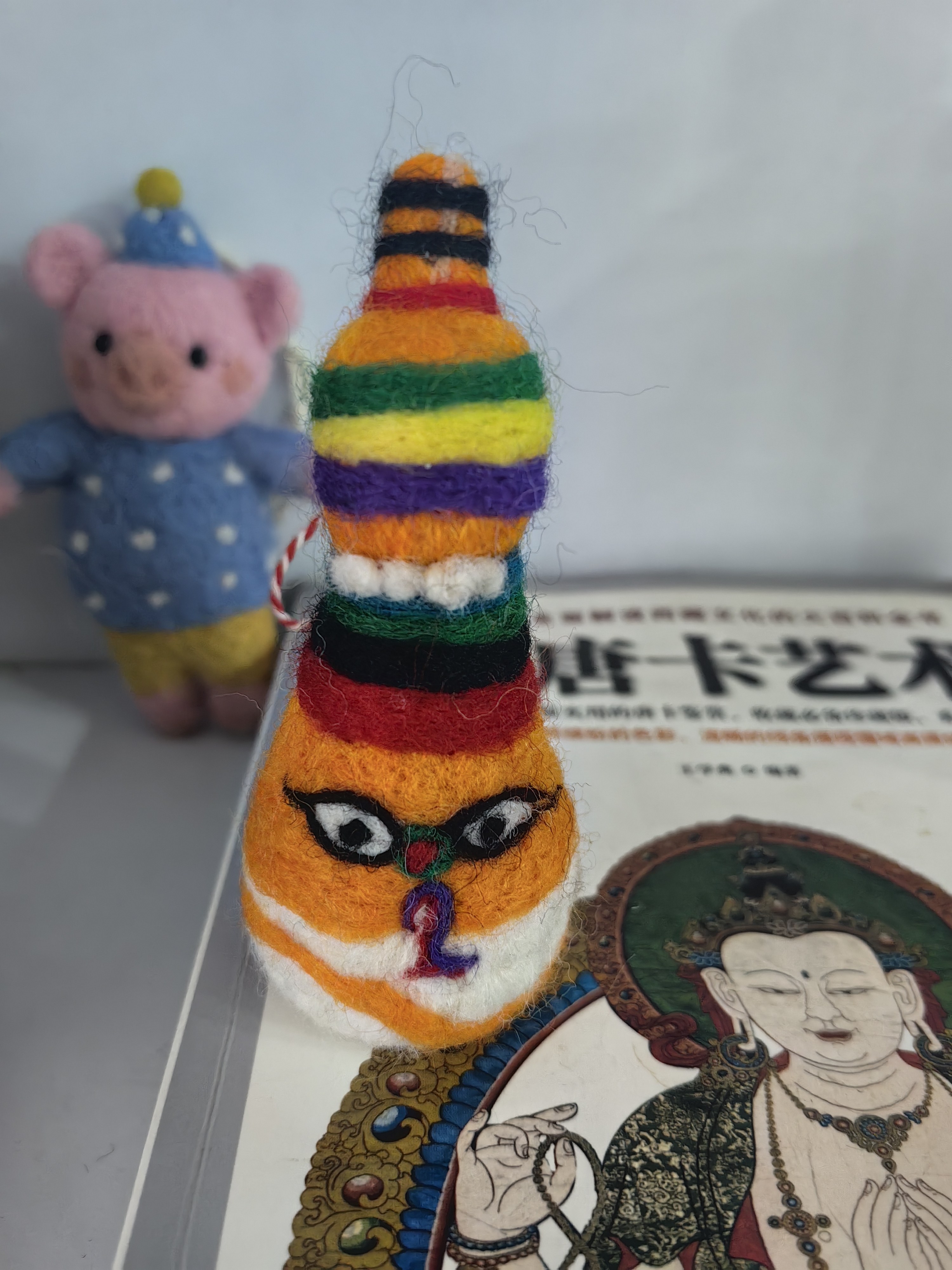 尼泊尔手工羊毛毡小佛塔挂件摆件网红恐龙小乌龟钥匙扣挂多色可选