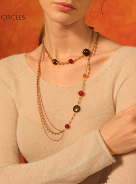 LAZY CIRCLES枫糖金色毛衣链法式复古重工项链女新年造型款配饰