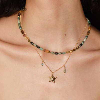 LAZY CIRCLES海星套组项链女缤纷海洋的歌串珠锁骨链