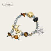 LAZY CIRCLES花舞枫叶钥匙扣手链女手工编织天然石串珠包挂配饰