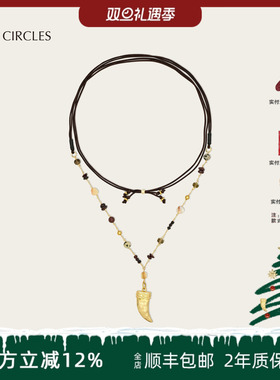 LAZY CIRCLES旅人之角毛衣链部落感宝石日常美拉德色系长款项链
