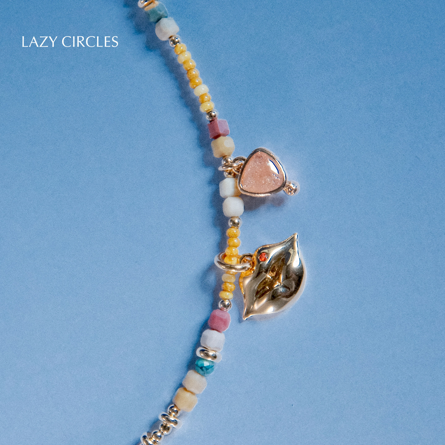 LAZY CIRCLES嘴唇宝石串珠项链女彩色多巴胺串珠锁骨链日常百搭