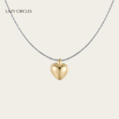 LAZY CIRCLES饱满爱心吊坠银项链配饰女朋友礼物轻奢简约锁骨链