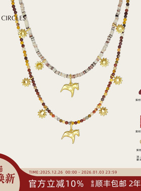 董生活推荐LAZY CIRCLES逐日小马项链女太阳石贝壳串珠秋冬毛衣链