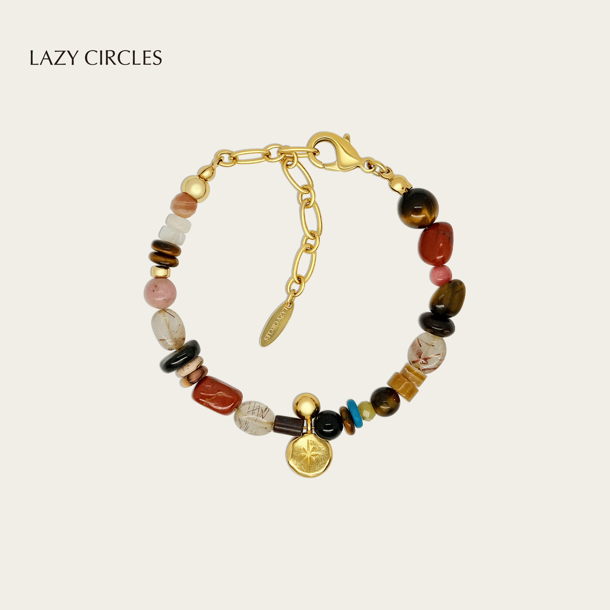 LAZY CIRCLES彩虹石手链女朋友礼物天然石串珠日常通勤百搭首饰