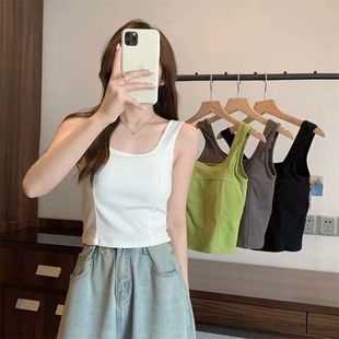 小背心工字美背简约宽带内搭小清新带胸垫一体修身 新款 上衣内衣女