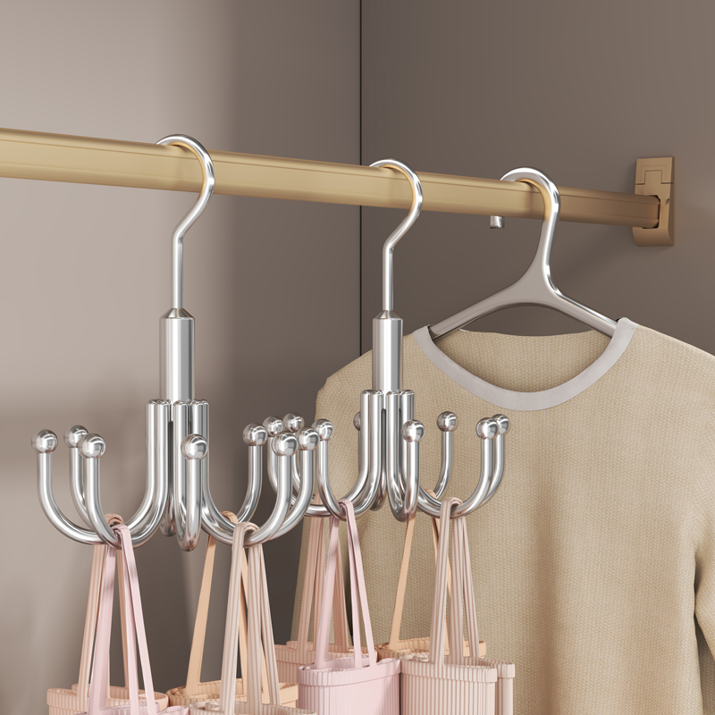 不锈钢衣服挂钩可旋转衣柜放吊带帽子领带收纳神器家用多功能挂架