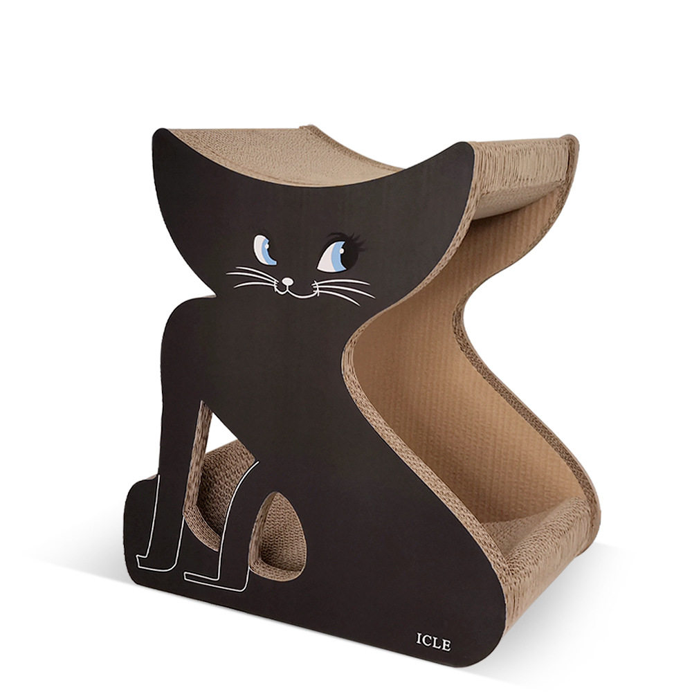 工厂现货代发3D黑猫立体猫整体发货一体无需组装瓦楞纸猫抓板