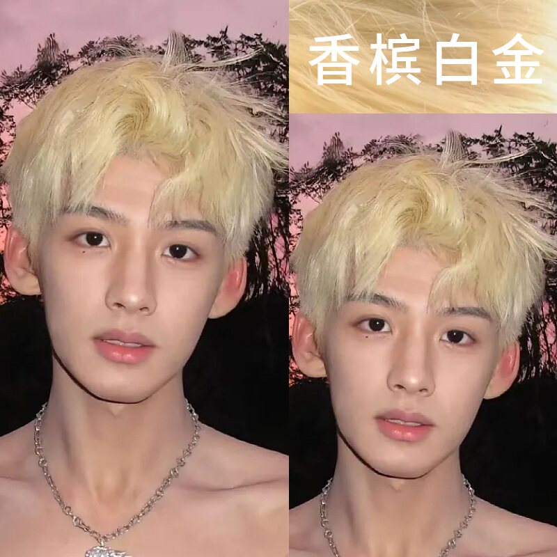 香槟白金色染发剂植物染发膏男2026网红新款潮流显白自己在家染