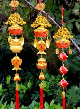 春节乔迁开业金色发财树灯笼挂件