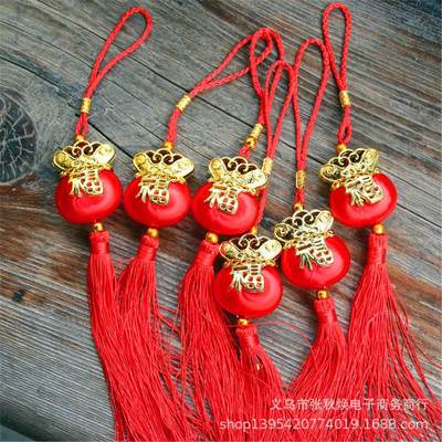 新房喜庆红色丝线钱袋福字挂件