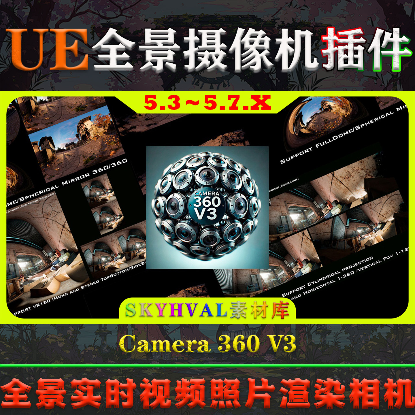 UE5.3-5.7虚幻插件 Camera 360 V3 全景实时视频照片渲染相机系统