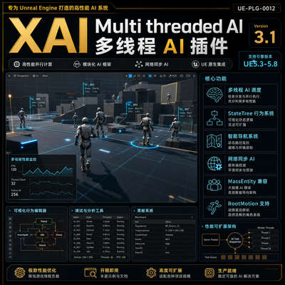 UE5.3-5.8虚幻插件 XAI Multi threaded AI 物理模拟人工智能工具