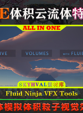UE5虚幻5特效 Fluid Ninja VFX Tools 体积云雾流体粒子视觉效果