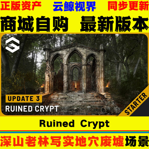 UE5虚幻4环境 Ruined Crypt 中世纪遗址深山老林写实地穴废墟场景