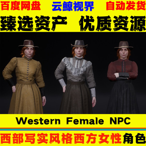UE5.0+虚幻5 Western Female NPC 西部写实风格西方女性人物模型