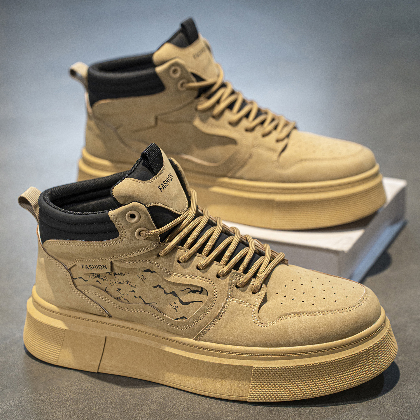 2025秋季男鞋新款高帮小白鞋子男潮流百搭厚底运动鞋休闲板鞋潮鞋